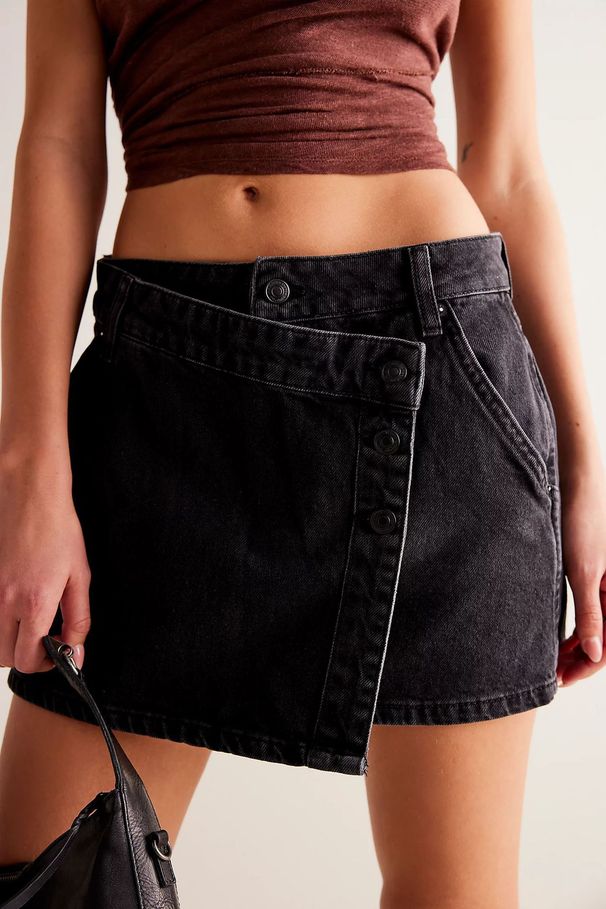 Slimming Sexy Irregular Denim Mini Skirt High End Casual With Built-In Safety Shorts Women's Bottoms_ecoleips.com