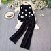 Women's Clothing Fashion Suit For Women Long Sleeve Design Heart Knit Sweater Two Piece Suit Casual High Waist Slim Wide Leg Pants_ecoleips.com