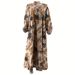 Women's Clothing Casual Fashion Temperament Round Neck Rear Zipper Elegant Swing Long Dress_ecoleips.com