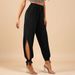 Voya European And American Foreign Trade Retro Fashion Commuter Black High-waisted Drawstring Slit Tie-up Jogger_ecoleips.com