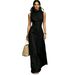 New Women's Minimalist Elegant Stand Collar Single Breasted Sleeveless Maxi Dress Fashionable_ecoleips.com