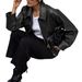 Women's PU Leather Jacket – Long Sleeve Casual Biker Coat For Fall & Winter | Slim Fit, Stylish Outerwear (Black/Deep Red/Brown, S-XL)_ecoleips.com