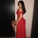 Women's Clothing V Neck Kylie Same Style One Shoulder Slit Dress Temperament Waist Sexy Tube Top Long Skirt_ecoleips.com