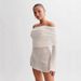 K New Knitted Women's Short Beach Dress With A Sexy Sheer Long-sleeved One-shoulder Dress_ecoleips.com