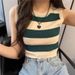 Women's Clothing Summer New Contrast Striped Knitted Vest Female Design Niche Vest Top_ecoleips.com