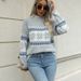 Christmas Snowflake Knit Sweater – Oversized Chenille Pullover With Contrast Trim (S/M/L/XL, Polyester Blend, Semi-Turtleneck, Workwear & Casual)_ecoleips.com