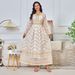 Verve MT203 New Muslim Robe With Embroidery V-neck Large Swing Dress Elegant Gown_ecoleips.com