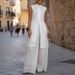 Elegant Casual Two Piece Set For Women Flowy Sleeveless Vest Cotton Linen Shirt Wide Leg Pants American Style_ecoleips.com