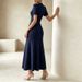 Elegant round Neck Short Sleeve Dress for Women Slimming Waist Long Knitwear Casual Fashion Spring/Autumn Summer_ecoleips.com