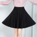 Spring And Autumn Short Skirt High Waist Skirt Anti-light Swinging Sun Skirt Elastic And Thin Pleated Skirt Women's Black Skirt A Skirt_ecoleips.com