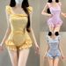 Women's Retro Plaid One Piece Swimsuit Halter Slimming Tummy Concealing Pure Alluring Style Swimwear_ecoleips.com