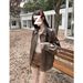 Aria Basics American Retro Jacket For Women, Spring And Autumn Black Sweet Cool Style Motorcycle PU Leather Loose Slim Fit Long_ecoleips.com