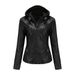 Hooded leather jacket two-piece set can remove oversize leather jacket female PU washed leather_ecoleips.com