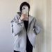 Women's Clothing Oversized Zip-Up Hoodie – Unisex Loungewear Pullover (Thin/Thick, Black/Gray)_ecoleips.com