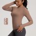 Women's Clothing Yoga Wear High Elasticity Round Neck Slimming Fitness Long Sleeved Top Similar To Lightweight_ecoleips.com