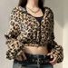 Women's Leopard Print Hooded Zip Up Jacket Long Sleeved Plush Sweatshirt Comfortable Outerwear Fashionable Streetwear_ecoleips.com