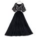 Women's Luxurious Sequined V Neck Dress High End French Elegance Fitted Waist Pleated Long Skirt Casual Elegant Summer Style_ecoleips.com