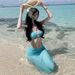 Lake Blue Three Piece Bikini Swimsuit Set Sexy Slim Fit Beach Vacation Long Skirt Flattering Polyester_ecoleips.com