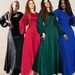 Middle East Dubai Robe European And American Cross-Border Women's Solid Color Satin Long Dress Foreign Trade_ecoleips.com