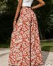 Women's Boho Tropical Leaf Print High Waist Wide Leg Pants Casual Loose Flared Trousers Elastic Waist Summer Beach Wear_ecoleips.com