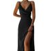 Women's Clothing Summer Suspender V Neck Slit Print Dress_ecoleips.com