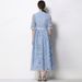 Women's French Style Lace Dress Light Luxury Heavy Suit Collar Waist Cinching Hollowed Out Slimming Midi Skirt With Belt_ecoleips.com