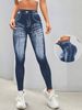 Women's Clothing Popular Imitation Denim High Elastic Yoga Pants Waist Hip Lifting Quick Drying Tight Running Sports Fitness Trousers_ecoleips.com