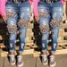 Women's Clothing Women's Jeans Personality Leopard Print Printed Feet Denim Pants Women_ecoleips.com