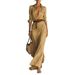 Women's Autumn Elegant Solid Color Irregular Pleated Dress With Belt_ecoleips.com
