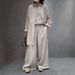 Women's Clothing Linen Solid Color Medium Length Suit Shirt + Casual Pants Casual All Match High End Shirt For Women_ecoleips.com