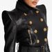 Fashionable Short Biker Jacket With Stand Collar & Double Breasted Buttons - Slim Fit Leather Jacket For Women, Autumn New Arrival_ecoleips.com