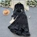 Elegant Satin Wrap-Waist Blouse With High-Waisted Flared Skirt Set - Long Sleeve Ruffle Hem Two-Piece Outfit For Women_ecoleips.com