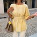 Women's Romantic Backless Tie Waist Loose Shirt Top Spring/Summer European American French Style_ecoleips.com