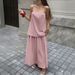Women's Clothing Women's Fashion Casual Loose Sleeveless Midi Skirt Set Solid Color Summer High End Skirt Set_ecoleips.com