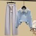 Preppy Style Polo Collar Set – Embroidered Bow Hoodie With Wide-Leg Drawstring Pants (S-3XL, 8 Color Combos, Japanese Schoolgirl Aesthetic)_ecoleips.com
