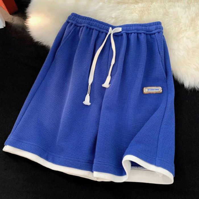 Women's Clothing Waffle Label Casual Sports Shorts For Women Summer New Loose Versatile High Waist Slim Wide Leg Straight Pants_ecoleips.com