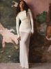 JULISSA MO Patchwork See Through Mesh Women Maxi Dress White Long Sleeve Round Neck Dress Autumn New Elegant Party Evening Dress_ecoleips.com