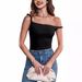 Summer Street Style Women's Cross Border Navel Baring Tube Top with Shoulder Straps High End Milk Silk Camisole Vest_ecoleips.com