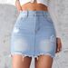 Women's Clothing Summer New Slim Fit Ripped Denim Skirt Women's Light Colored Washed Raw Edge A Line Short Skirt_ecoleips.com