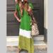 Plus Size Foreign Trade Women's Clothing Hot-Selling Loose Color-Block Patchwork Short-Sleeve European_ecoleips.com