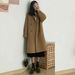 Elegant Tweed Coat For Women - Classic Long Sleeve Double Breasted Overcoat With Pockets, Loose Fit Mid-Length Winter Coat In Black & Camel_ecoleips.com