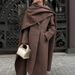 "Elegant Scarf-Collar Cape Coat For Women - Versatile Long Sleeve Wrap Design, Timeless Solid Colors (Taupe, Charcoal, Mustard Yellow)"_ecoleips.com