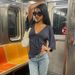 European And American Sexy V-neck Solid Color Drapey Mid-sleeve T-shirt For Women With Bell Sleeves, Elegant_ecoleips.com