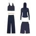 Women's Clothing Women's U Shaped Vest Hooded Jacket Shorts Straight Leg Pants Four Piece Set Slim Fit Outerwear Elastic Clothing_ecoleips.com