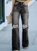 Women's Clothing High Waist Temperament Washed Ripped Casual Denim Trousers_ecoleips.com