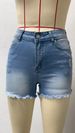 Summer New Arrival Women's Slim Fit Denim Shorts High Elasticity Comfortable Style Frayed Hem In Stock_ecoleips.com