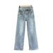 European Jeans For Women New Summer Cotton Elastic High Waist Loose Slim Heavy Hot Diamond Wide Leg Pants Trousers_ecoleips.com