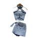 Street Style Hot Girl Denim For Women Summer New Halter Neck Short Top And Skirt Two-Piece Set_ecoleips.com