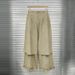 Striped Wide Leg Pants With Layered Waist Design - Elastic High Waist Trousers With Ruffle Detail Functional Side Pockets_ecoleips.com