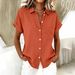2026 Independent Station European And American Cross-Border Collar Short-Sleeve Women's Casual Shirt New Model_ecoleips.com